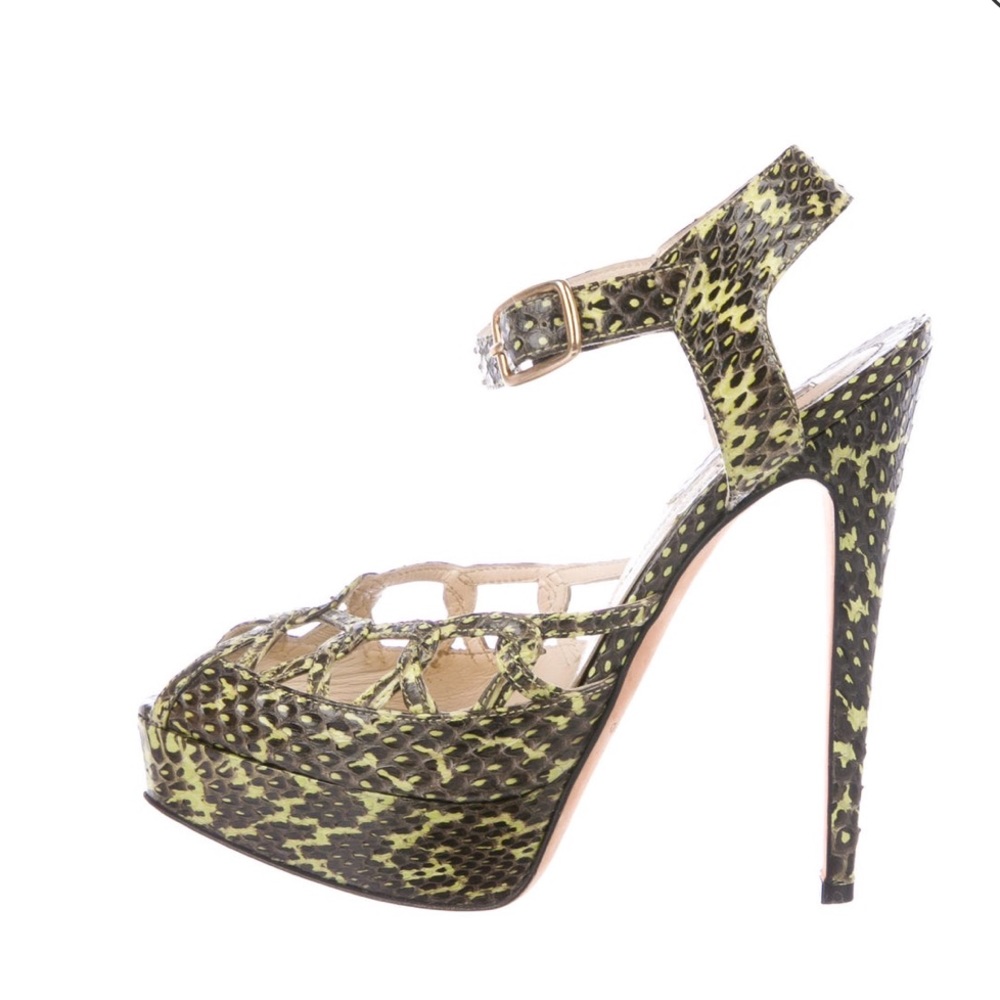 Brian Atwood Snakeskin Ankle Strap
